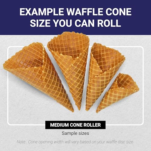 Professional Waffle Cone Roller Pizzelle Roller, Krumkake Cone Roller, Stainless steel, with Silicone sleeve (Medium size) | Amber Bake - size: Medium