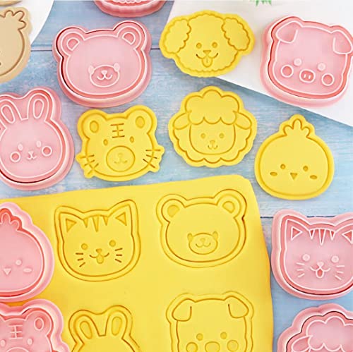 8 Pieces Cute Animals Cookie Cutters Animal Plastic Cookie Stamps Rabbit Cookie Mould Press Bear Cookie Mould Set Baking Kitchen Tools (Animals A) - color: Animals A