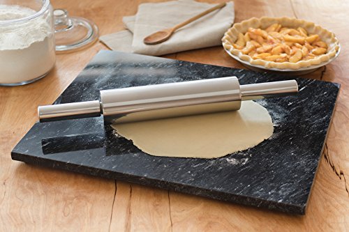 Fox Run Stainless Steel Rolling Pin With Handles, 18" x 2.6" x 2.8" Roller - style: Stainless Steel American-style Pin with Handles