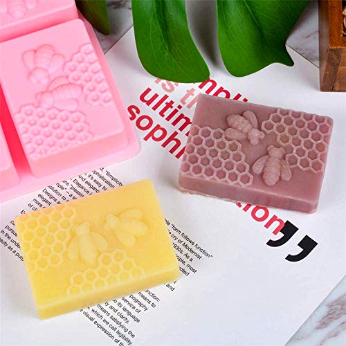 Honeycomb Molds Bee Silicone Soap Mold for Soap Making - color: Rectangular Honeycomb, size: 2pcs