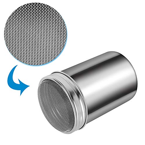 Accmor 14oz Powdered Sugar Shaker Duster, Cinnamon Shaker Flour Duster Sifter, Stainless Steel Fine Mesh Shaker for Sugar Flour Cocoa Coffee Bar, 3 Pack - size: 14 Ounce