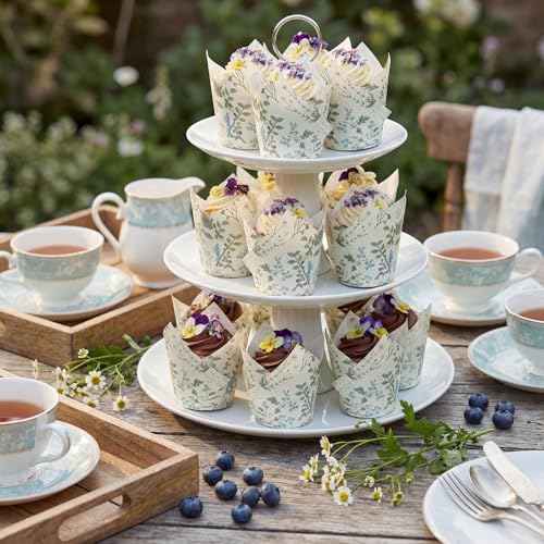 300 Pcs Wildflower Tulip Cupcake Liners for Baking, Wildflower