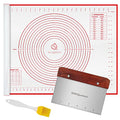 Silicone Pastry Baking Mat with Measurements Extra a Brush and a Dough Scraper- 27.5” x 20” Heat Resistant, BPA Free, Non-Stick Non-Slip Pastry Mat for Rolling Dough, Easy to Clean, Red - size: 27.5"(L) x 20"(W)