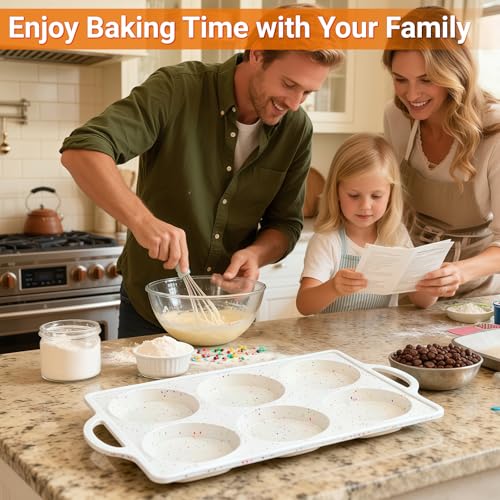 FUNBAKY Muffin Top Pan Non Stick, 4 Inch Metal Frame Silicone Egg Molds for breakfast sandwiches, Whoopie Pies, Egg Bites, English Muffins, 2 Pcs Confetti - size: Muffin Top Pan Jumbo 4": 2pcs