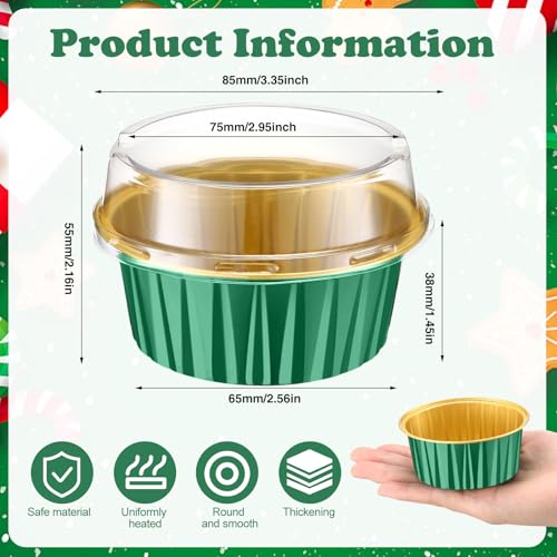 Gejoy 400 Pcs Aluminum Foil Baking Cups with Lids, Classic, Dark Green,Gold - color: Dark Green,Gold, size: Classic