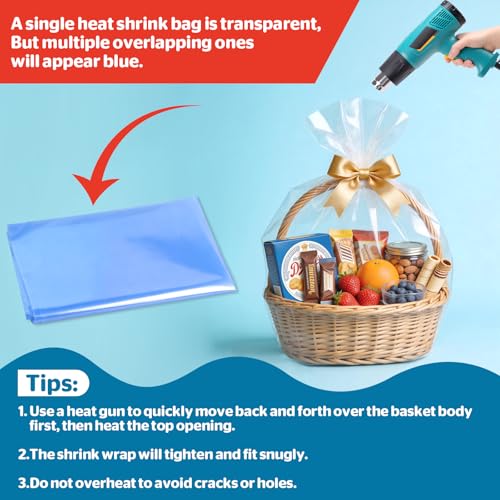 14 Pcs Shrink Wrap Bags, 24 x 30in Shrink Cellophane Bags for Gift Baskets - color: 24in x 30in-14pcs