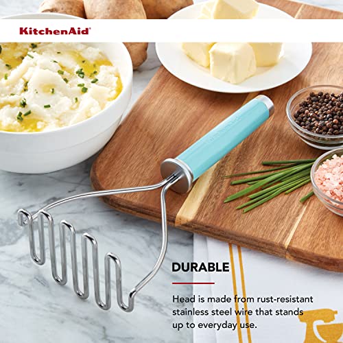 KitchenAid Gourmet Stainless Steel Wire Masher, 10.24-Inch, Aqua Sky - color: Aqua Sky, style: Gourmet Handle
