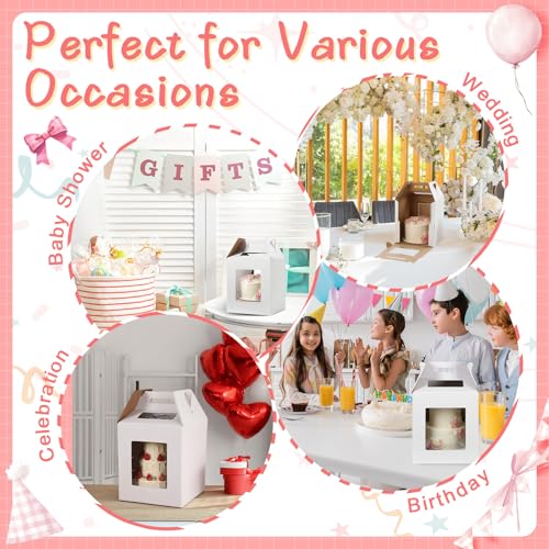 10 Pack Tall Cake Boxes for Tier Cakes 14 x 14 x 16 Inch with Window - size: 14 x 14 x 16 Inches