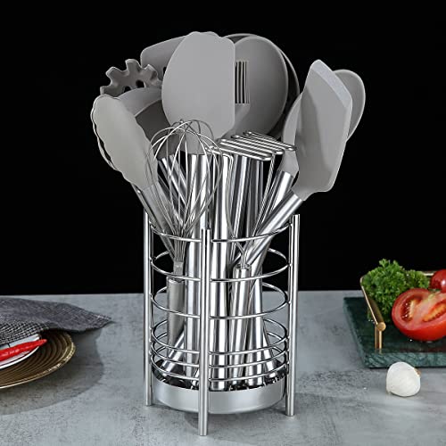 Berglander 38-Piece Non-Stick Silicone Cooking Utensils Set, Kitchen Tools Set, Stainless Steel Utensil Holder, Dishwasher Safe - style: a. 38 Pieces
