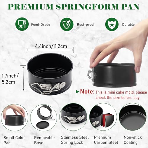 4 Pack Small Springform Cheesecakes Pan 4 Inch Mini 50Pcs Parchment Paper - size: 4" Cake Pans - 4 Pack