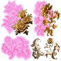 Mujiang Baroque Fondant Mold European Relief Scroll Silicone Mold Set Of 3 - color: Style A
