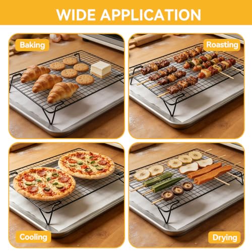 Cooling Racks for Baking, Baking Racks with Collapsible Legs Nonstick Stackable Cookie Cooling Folding Roasting Wire for Cooking Roasting Drying Grilling