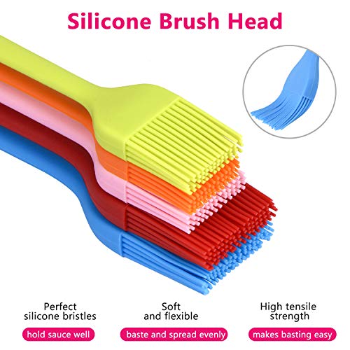 Hhyn Silicone Basting Pastry Brush Set 5 Pack, Multicolor - color: 5 Pcs Multicolor