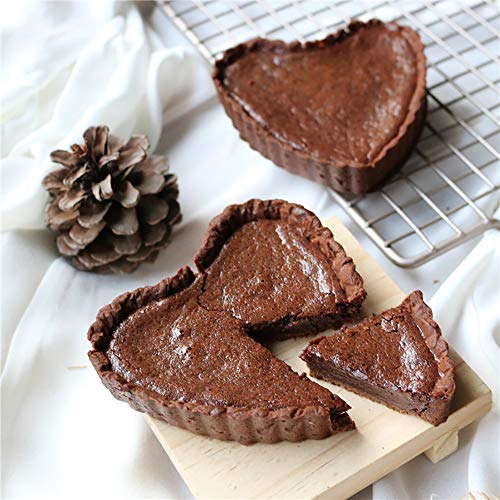 Gutsdoor Mini Tart Pan 4 Inch Heart Shape with Removable Bottom Quiche Pan Nonstick Round Quiche Pie Pan Set of 6 - style: Heart