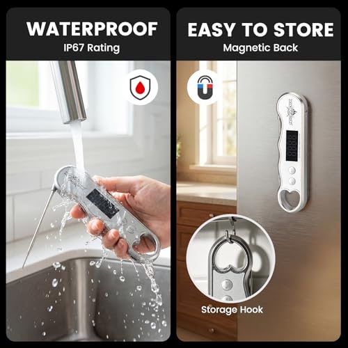 0.3s Fast Read Meat Thermometer – USB-C Rechargeable, Silvery - color: Silvery