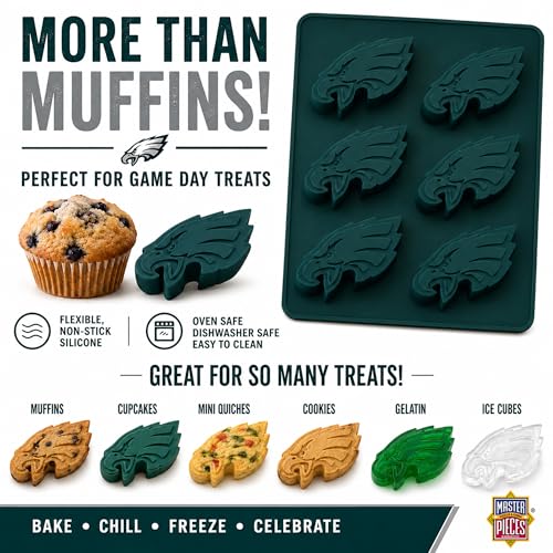 MasterPieces Game Day - FanPans NFL Philadelphia Eagles Silicone Muffin Pan - Dishwasher Safe - style: Philadelphia Eagles