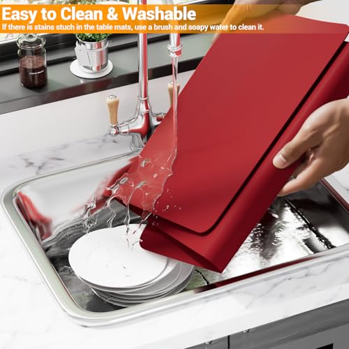 Silicone Protector Mat 47x24 Inch,Red - color: Red