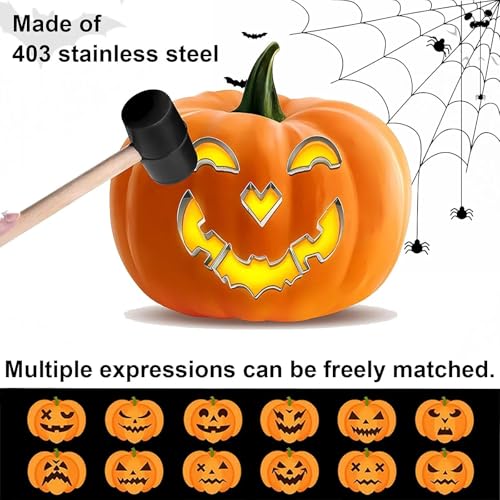 Halloween 24 Pcs Pumpkin Face Carving Kit, Stainless Stencil Cookie Cutter - size: For beginner