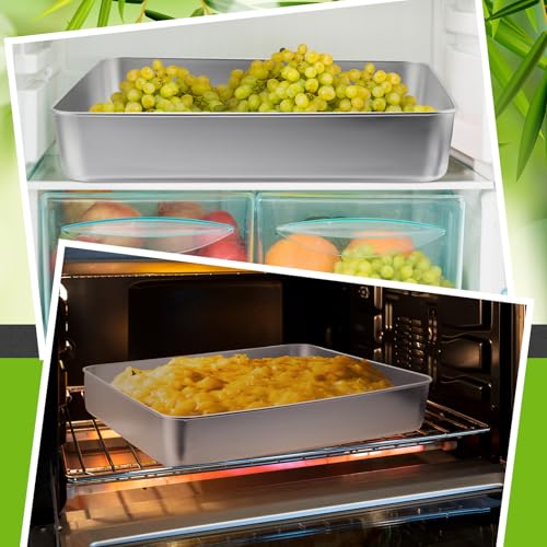 Tioncy 3 Sets Baking Stainless Steel Pan with Lid, 13/11/ 9 Inch - size: 13/11/ 9 Inch