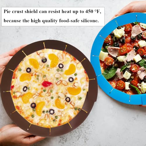 Adjustable Pie Crust Shields Baking Protectors, Silicone Cover Ring Fits 8-11.4 Inch Pies, Baking Pie Pizza Crust Shield Protector Cover for Edges (Brown-1pcs) - color: Brown-1pcs
