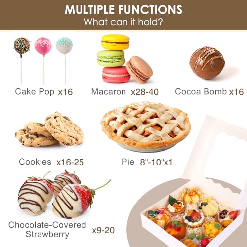 Moretoes 35pcs 10x10x2.5in Auto-Popup Pie Boxes, Cookie Boxes with Window
