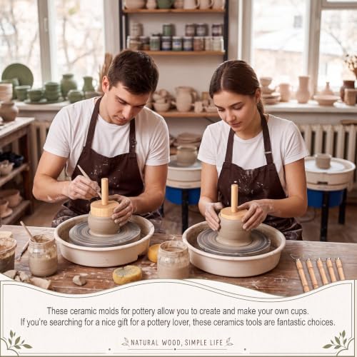 Ferrochef Cup Pottery Molds Clay Tools Set Wooden Sculpture Scraper Pottery Carving Tool Cup Handle Shape Clay Cutters for DIY Mug Vase Art Making (Small-Medium,12, 12, 12oz) - size: 12, 12, 12oz, style: Small-medium