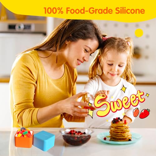 IELEK Silicone Lunch Box Dividers for Kids Bento Box Containers Accessories(Purple/Red/Blue) - color: Square(Blue+Yellow+Red)