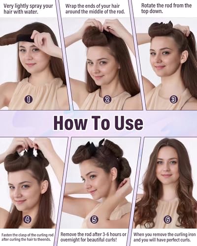 Heatless Hair Curler Overnight Curls-3 Pcs No Heat Curling Blowout Rod to Sleep In,Hair Rollers with Satin Scarf - color: Brown(Pack of 3)
