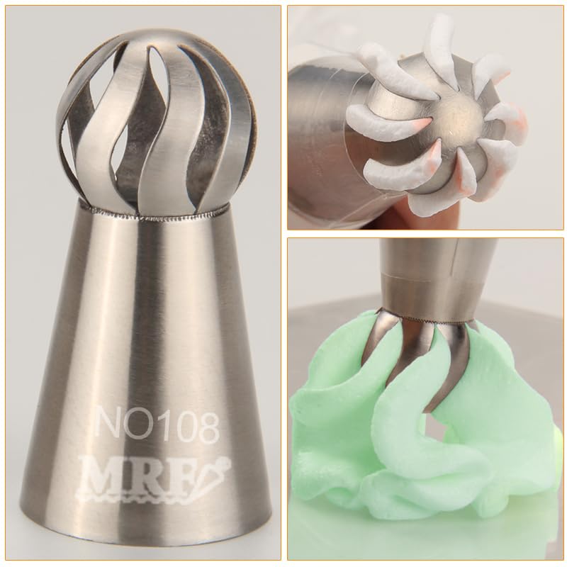 27 Pcs Stainless Steel Seamless Russian Flower Ball Piping Tips Set - color: SILVER MRF0008
