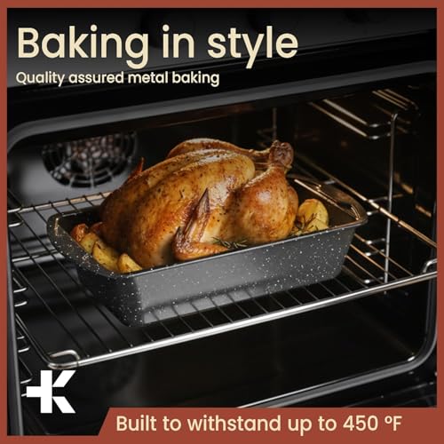 Nonstick Loaf Pan Set Pack of 4, Carbon Steel 11" Large Baking Bread Pan, Oven Safe Up to 450°F, PFOA, PFOS, PTFE Free, Space Saving Stackable Design, Stain Resistant, Dishwasher Friendly, Gray Marble - color: Gray Marble, size: 4 Pack