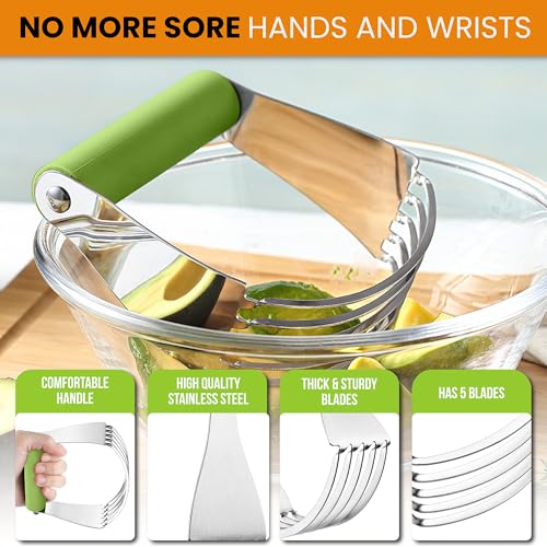 Spring Chef Large Dough Blender For Baking - Durable Pastry Blender - Green - color: Green, size: 4" Large