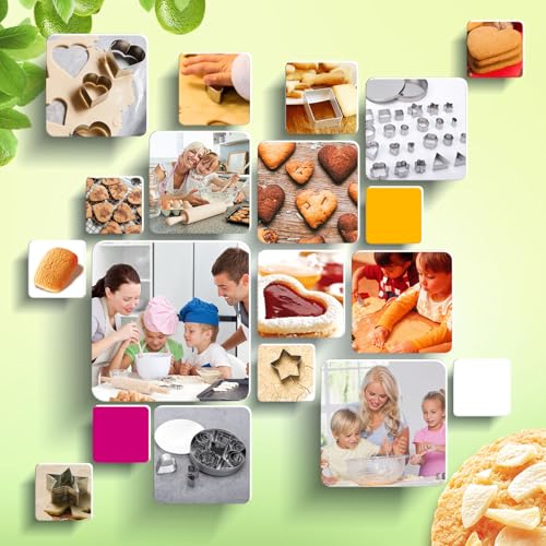 ofone Small Cookie Cutters Geometric Shapes Set, 24 Mini Fondant Cutter - Star Heart Flower Square Triangle Oval Circle Hexagon, Tiny Stainless Steel Biscuit Molds for Baking Dough Pastry Clay Fruit - color: Hexagon Geometric Shapes Cutters