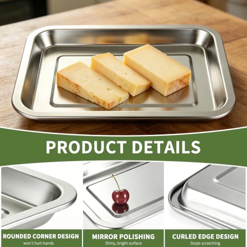 Cream Cheese Smoker Tray, Stainless Steel Baking Sheet, Ultra Thick Material, Sturdy for Repeated Use, Won't Break, Rounded Corners, Smooth Surface, Easy to Clean, Great for Backyard BBQ