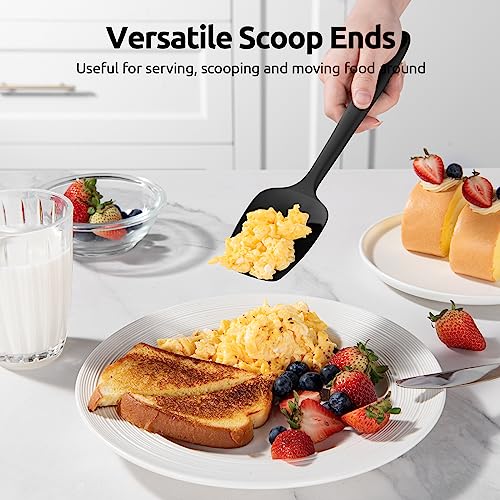 U-Taste Silicone Spatula Set, 600ºF High Heat Resistant, 3-Pcs, Black - color: Black