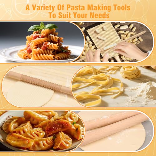 Pasta Making Tools Kit, 7 Piece Pasta Set with Gnocchi Board and Rollers - color: 7 piece