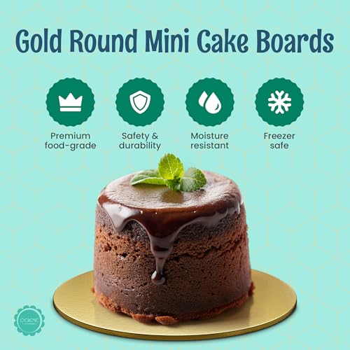 O'CREME Mini Cake Boards 3.25 Inch Round Gold Foil 100 Count - color: Gold, size: 3-1/4 Inch