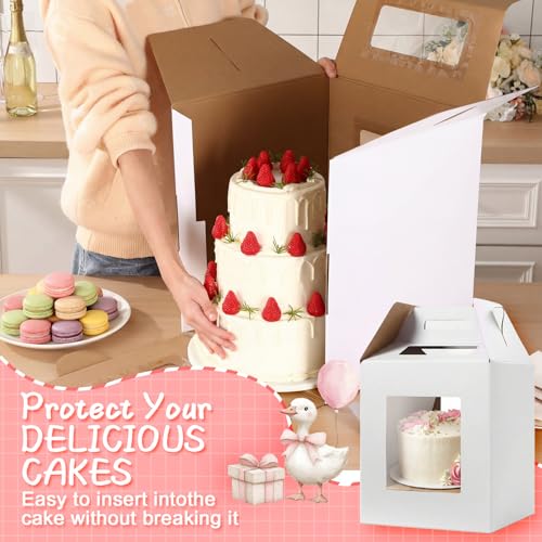 10 Pack Tall Cake Boxes for Tier Cakes 16 x 16 x 18 Inch with Window - size: 16 x 16 x 18 Inches