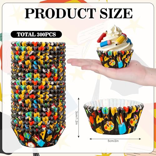 AnyDesign 300Pcs Kindergarten Graduation Cupcake Liners Congrats Grad Colorful Paper Baking Cups Standard Muffin Cupcake Wrappers for 2026 Kids Preschool Grad Party Supplies Table Decor - style: Graduation