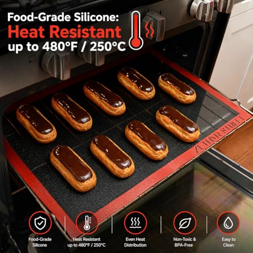 Perforated Silicone Baking Mats - Eclair Mat, 3/4 Sheet 13x19in, Pack of 3 - size: Three Quarter Sheet Size- 19" x 13" (Pack of 3)