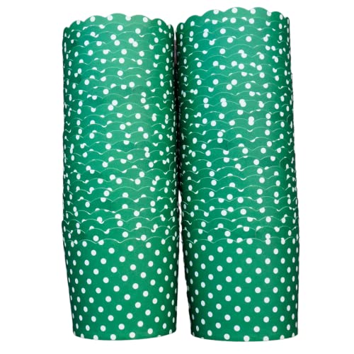 Paper Baking Cups (Polka Dots), Greaseproof Disposable Cupcake Liners (Green, Large Cups (50-Pack)) - color: Green