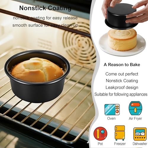 4 Inch Cake Pan, Nonstick Mini Cake Pans Set of 5 with 100 Parchment Paper