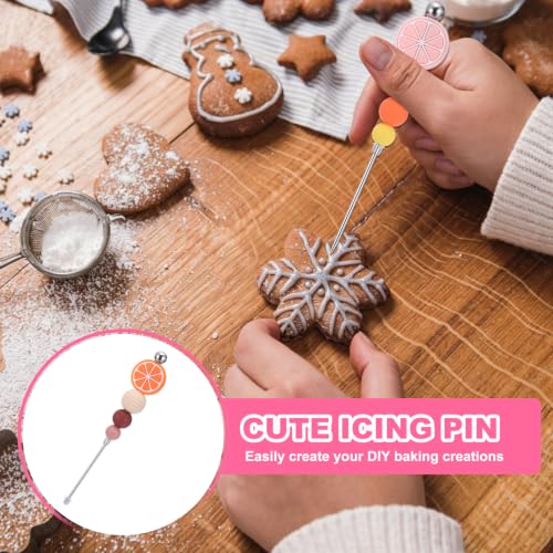 uxcell Cookie Scribe Tool Stainless Steel Icing Pin Lemon Beaded Orange - color: Orange