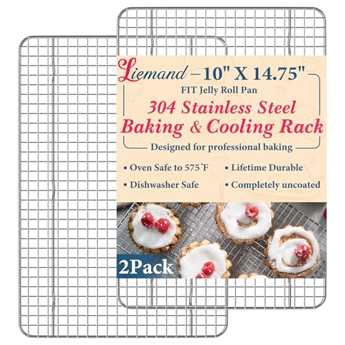 Cooling Racks 10 x14.75 in, Tight-Wire Stainless Steel Baking Rack 2-Pack - size: 10"x14.75"-2 Pack