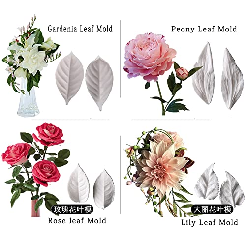 KALAIEN 8Pcs Sugar Paste Leaf Veiners Fontant Silicone Mold - color: 8Pcs Leaf Veiners