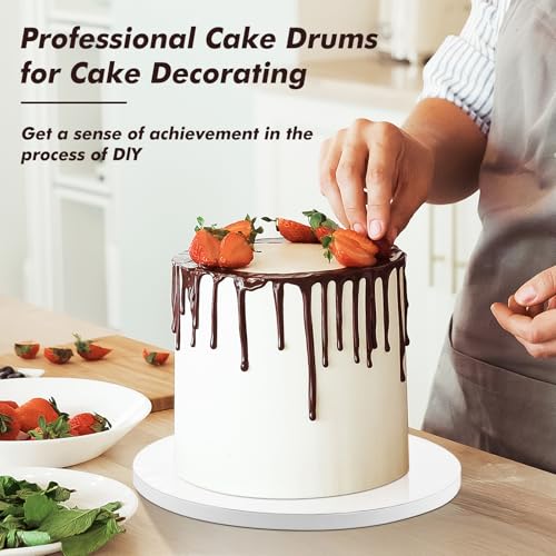 5 Pack Cake Drum Boards Mini 6 Inch Round Cake Drums White 1/2” Thick Cake Drum Corrugated Cardboard Cake Board Base for Multi-Layer Cakes Sturdy Cake Decorating Supplies - size: 6 Inch - 5 Pack