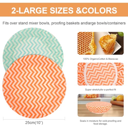2Pcs 10inch Reusable Beeswax Elastic Bowl Covers for Bread Proofing - style: wavy