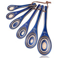 6pcs Measuring Spoons Set, Hardwood Pakkawood, Navy Blue - color: Navy Blue 6pcs