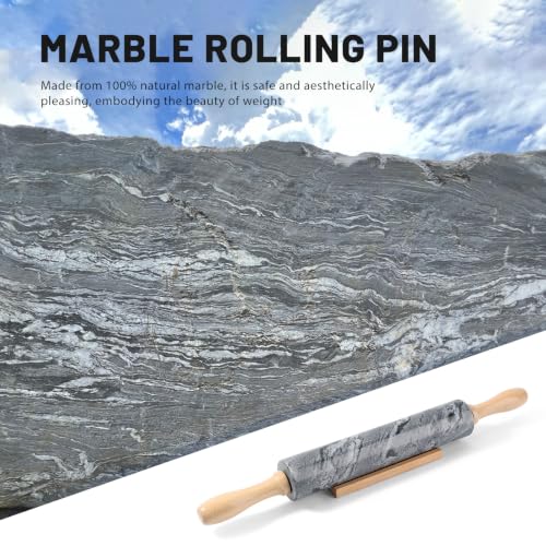 Marble Rolling Pin, Non-Stick Polished Dough Roller, Pasta, Dumpling, Ravioli, Fondant,Pie Crust, Kitchen Baking Pastry Tools Grey Marble - color: Gray Marble