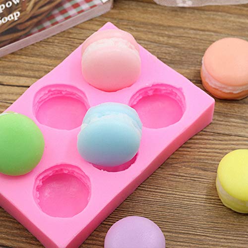 MoldFun 6-Cavity 3D Macaron Hamburger Silicone Mold for Fondant, Cake/Cupcake Decorating, Baking, Gum Paste, Chocolate, Candy, Mini Soap, Bath Bomb