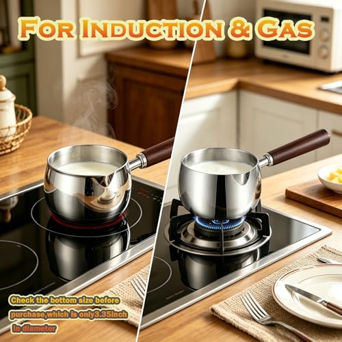 316 Stainless Steel Butter Warmer Pot with Silicone Spatula - 17oz（500ML) Saucepan for Melting Butter, Heating Milk, Warming Sauces, Coffe, Seafood & Chocolate Etc. - size: 17oz